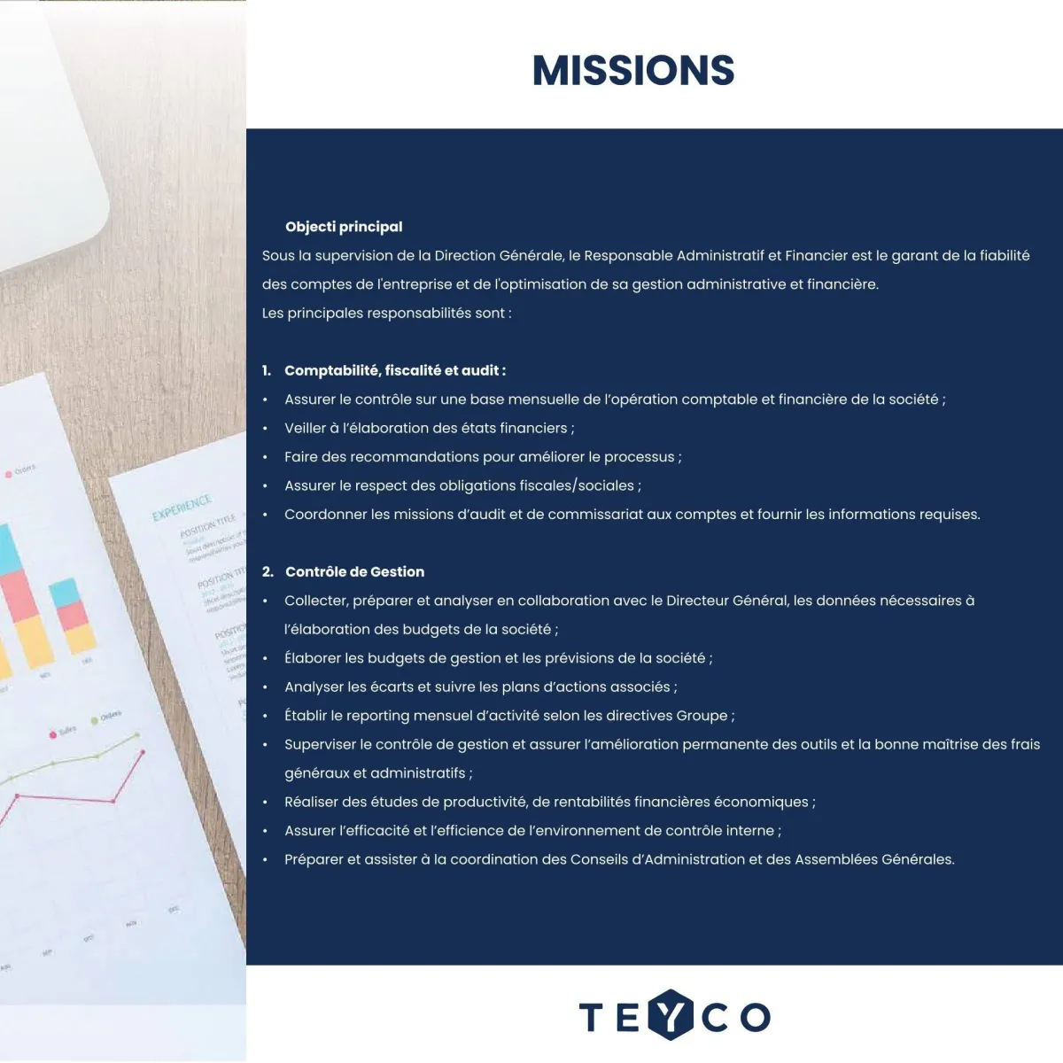 TEYCO CI RECRUTE RESPONSABLE ADMINISTRATIF ET FINANCIER (H/F)