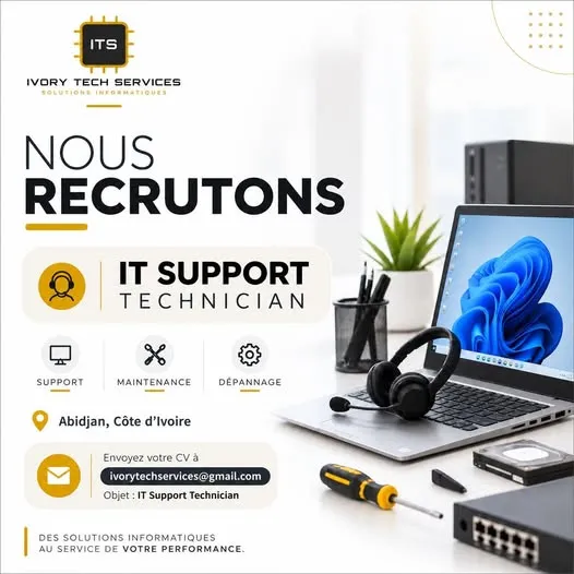 IVORY TECH SERVICES RECRUTE - IT SUPPORT TECHNICIAN