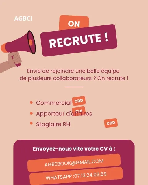 AGBCI RECRUTE PLUSIEURS PROFILS