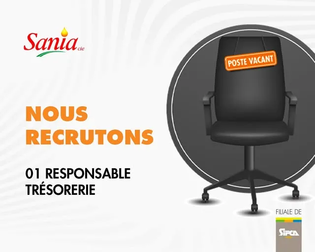 SANIA RECRUTE RESPONBLE TRESORERIE