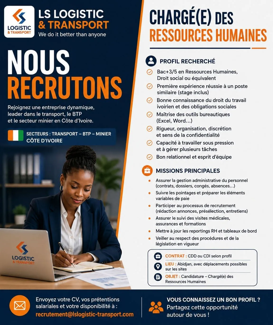 LS LOGISTIC & TRANSPORT RECRUTE CHARGÉ(E) DES RESSOURCES HUMAINES