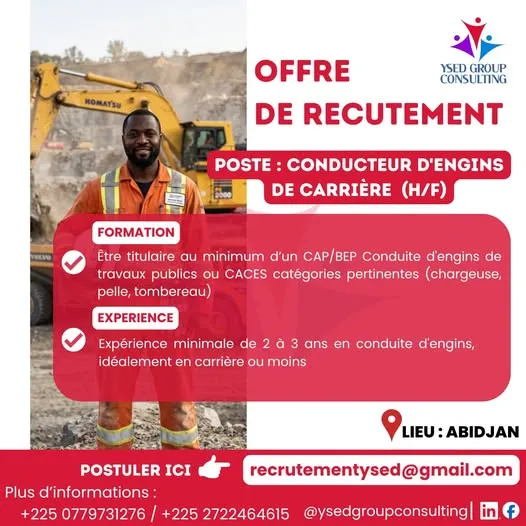 YSED GROUP CONSULTING CONDUCTEUR ENGIN (H/F)