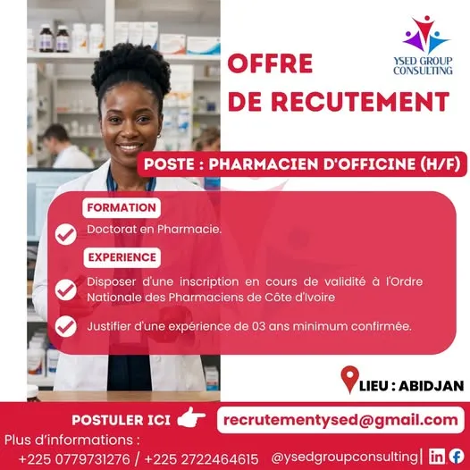 YSED GROUP CONSULTING PHARMACIEN D'OFFCINE (H/F)