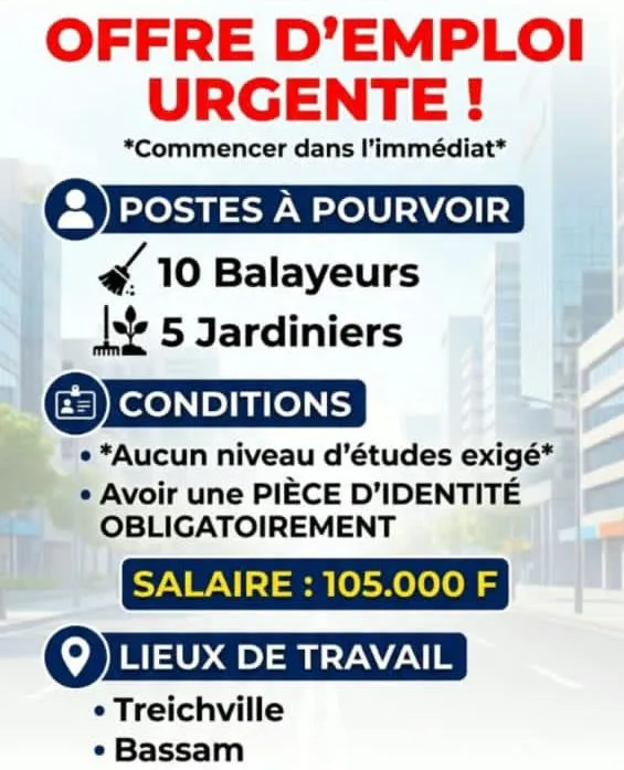 AGD RECRUTE PERSONNEL DE NETTOYAGE