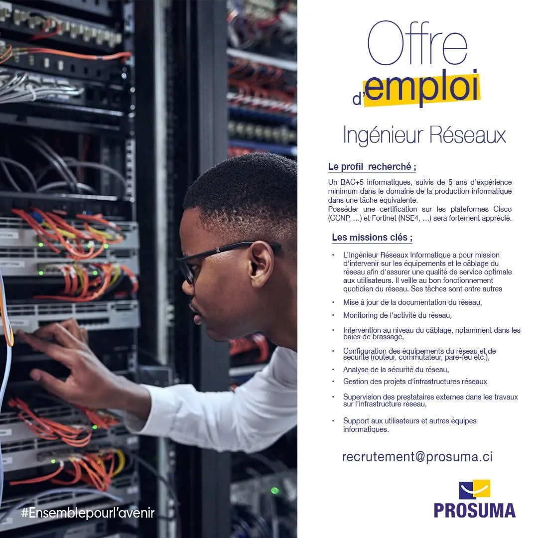 RECRUTEMENT UN INGENIEUR RESEAUX