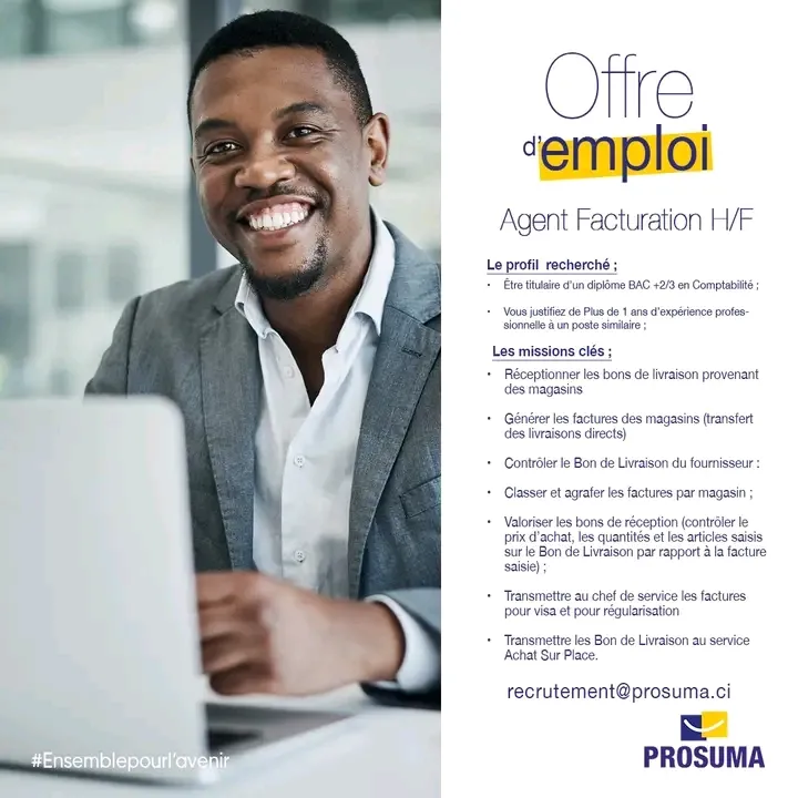 PROSUMA RECRUTE ARGENT DE FACTURATION H/F