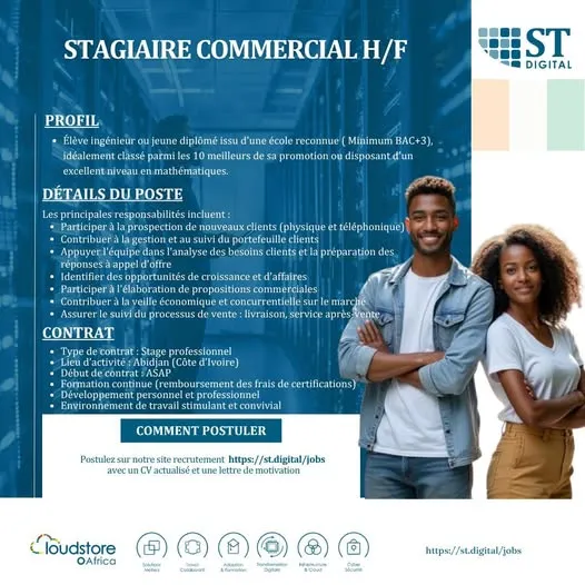 ST DIGITAL RECRUTE STAGIAIRE TECHNICO-COMMERCIAUX