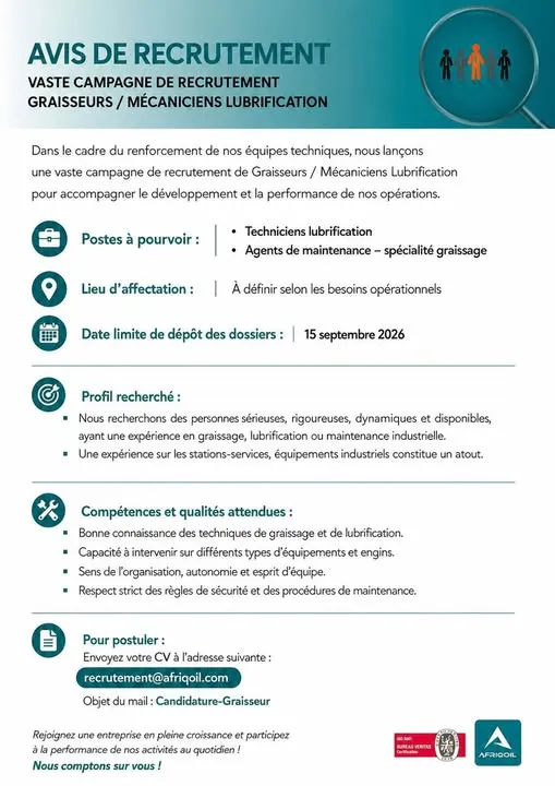 GRAISSEURS/ TECHNICIENS EN LUBRIFICATION (H/F)