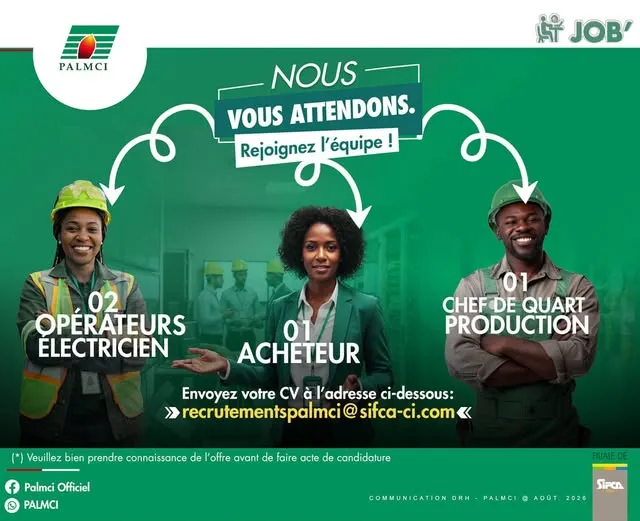 PALMCI GROUP RECRUTE PLUSIEURS PROFILS