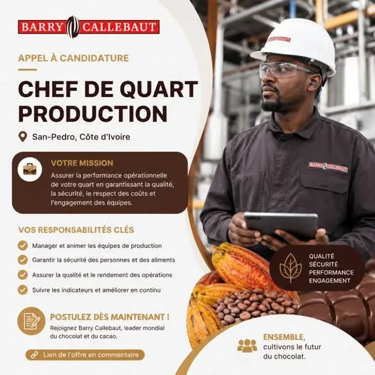 RECRUTEMENT CHEF DE QUART PRODUCTION