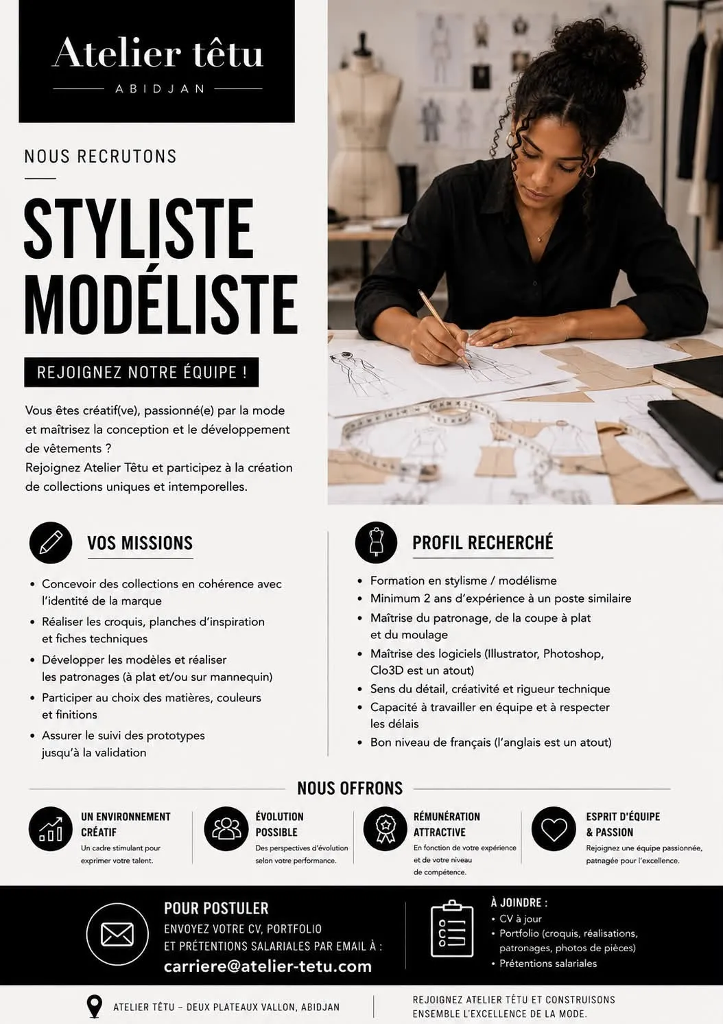 ATELIER TÊTU RECRUTE — STYLISTE MODÉLISTE