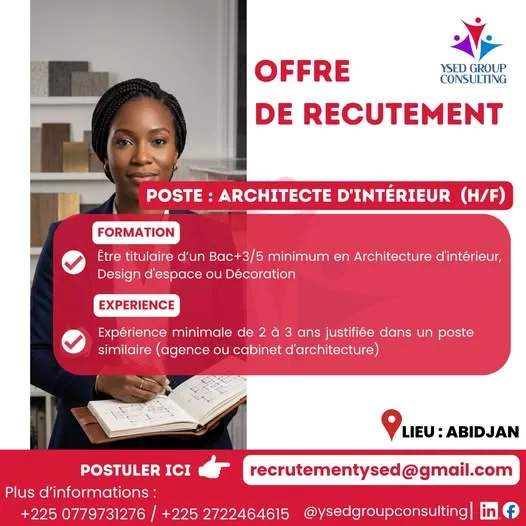 RECRUTEMENT ARCHITECTE D'INTERIEUR (H/F)