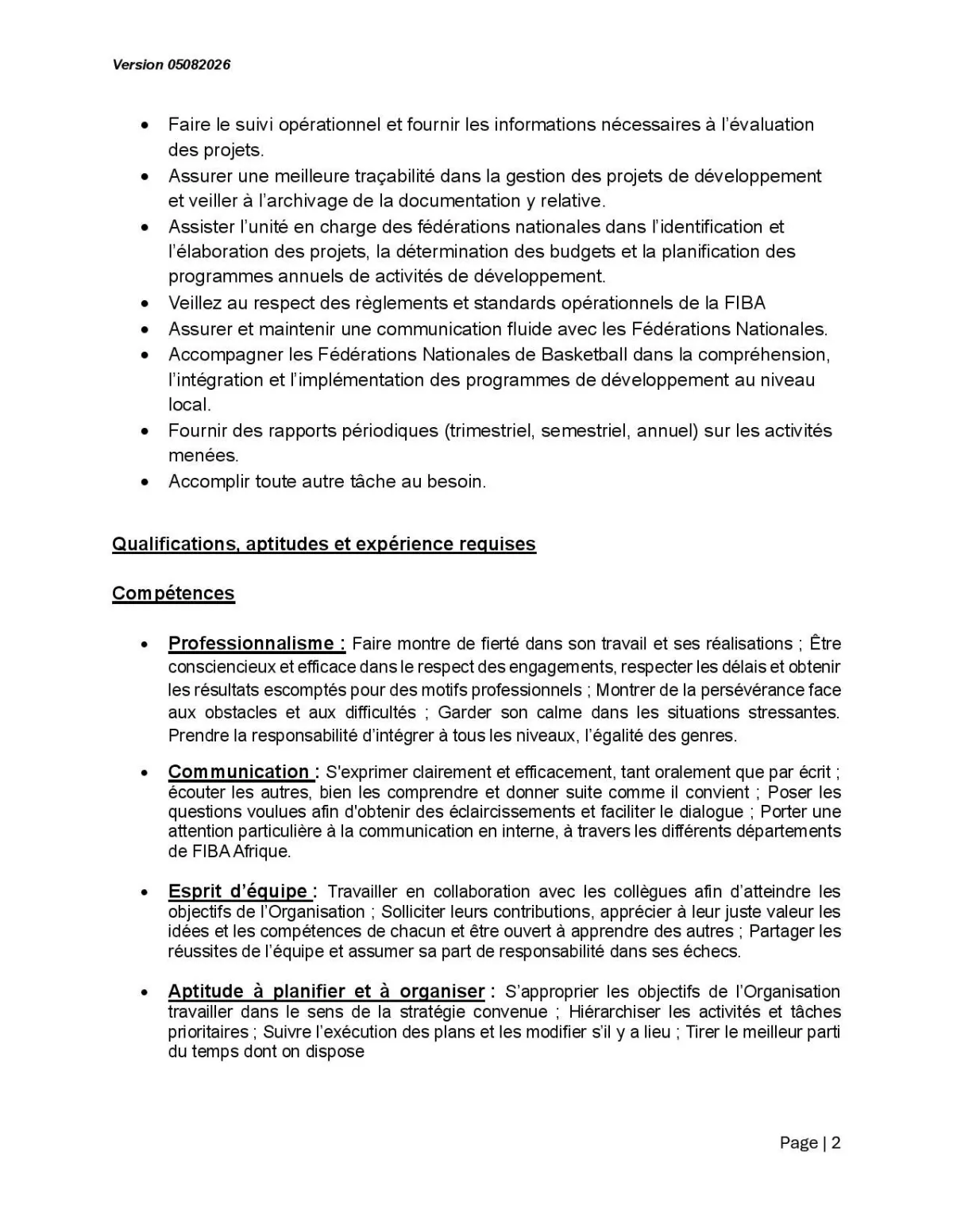 FIBA RECRUTE ASSISTANT FEDERATION