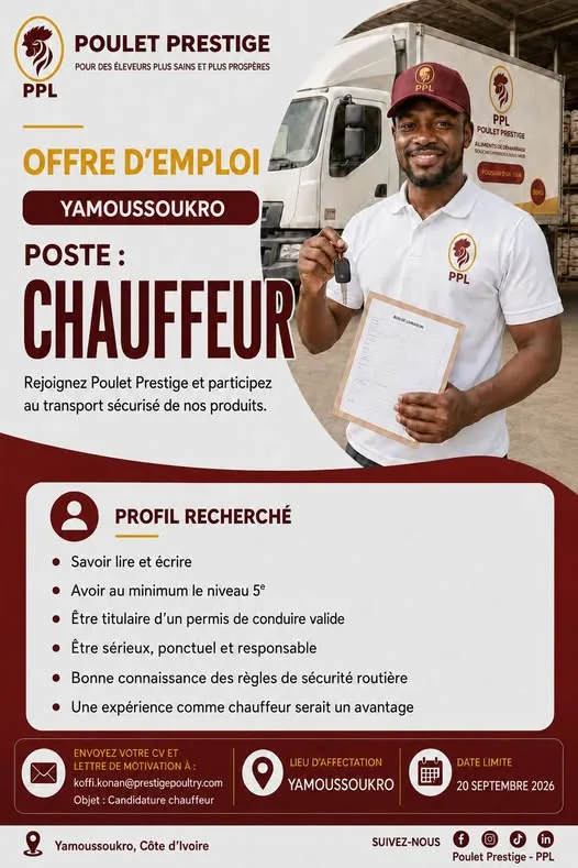 POULET PRESTIGE RECRUTE CHAUFFEUR