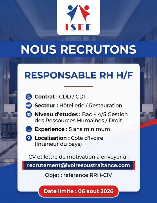 RECRUTEMENT RESPONSABLE DES RESSOURCES HUMAINES