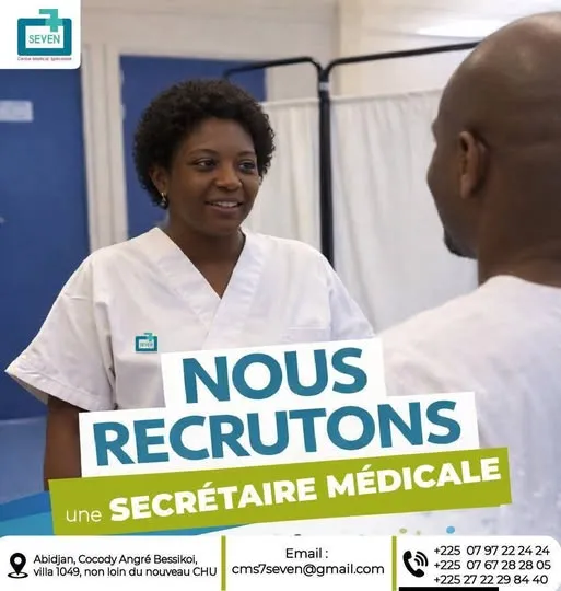 CLINIQUE RECRUTE SECRETAIRE MEDICALE
