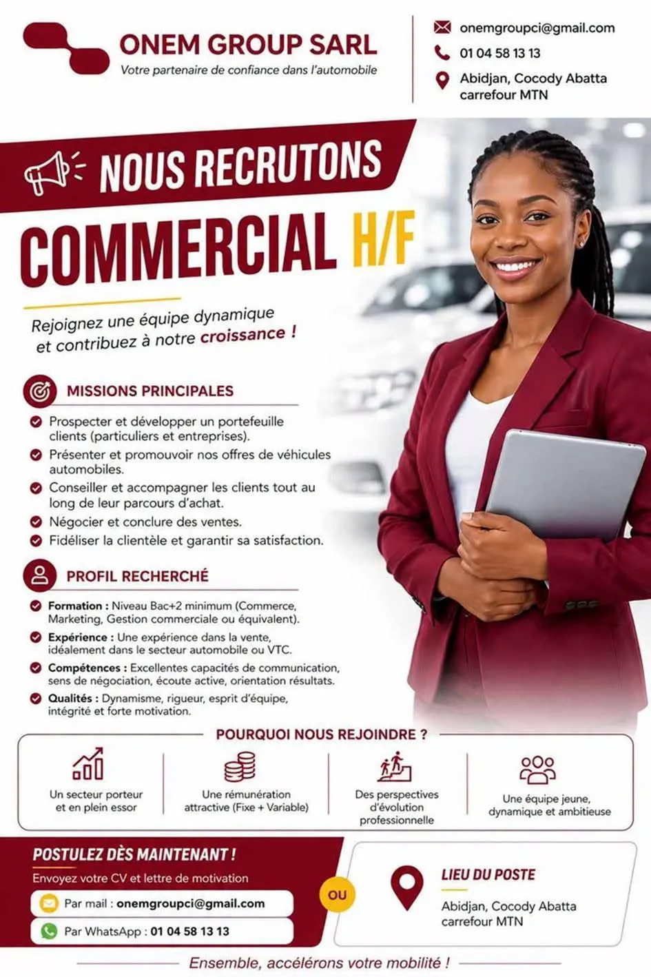 ONEM RECRUTE COMMERCIAL H/F