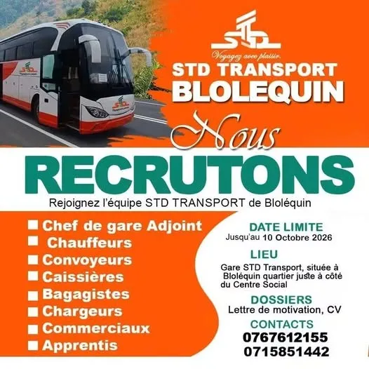 𝐒𝐓𝐃 𝐓𝐑𝐀𝐍𝐒𝐏𝐎𝐑𝐓𝐒 RECRUTE DU PERSONNEL