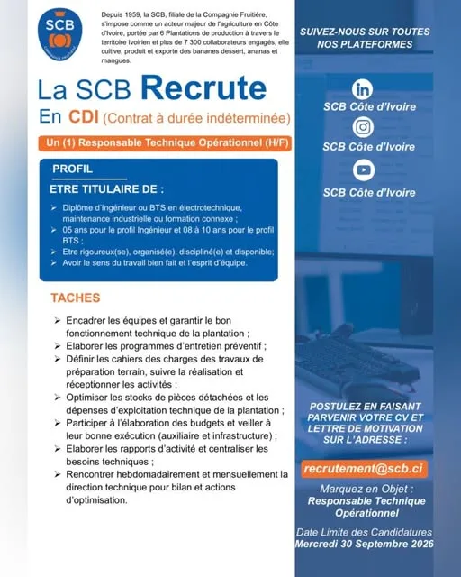 STAGIAIRE RESPONSABLE TECHNIQUE OPERATIONNEL
