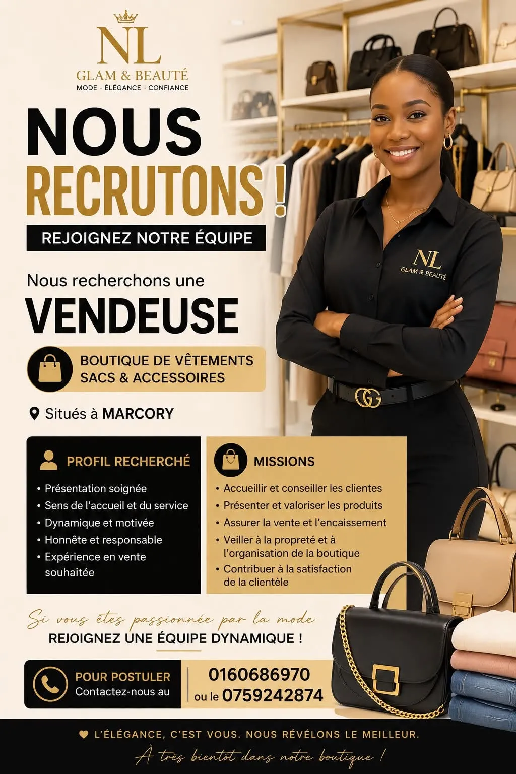 RECRUTEMENT UNE VENDEUSE BOUTIQUE