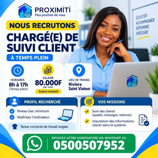 RECRUTEMENT CHARGE DE SUIVIE CLIENT (H/F)