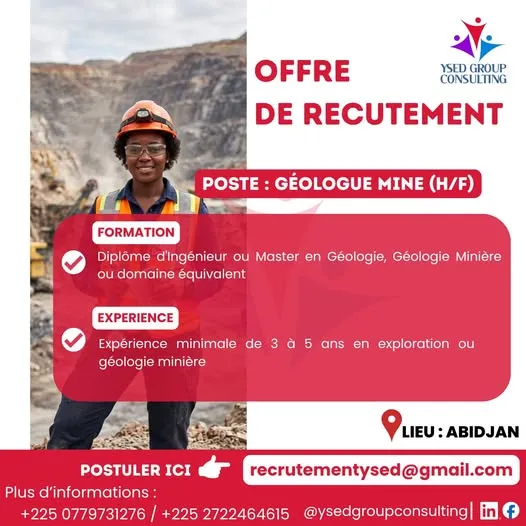 RECTRUTEMENT GEOLOGUE MINE AUTONOME (H/F)