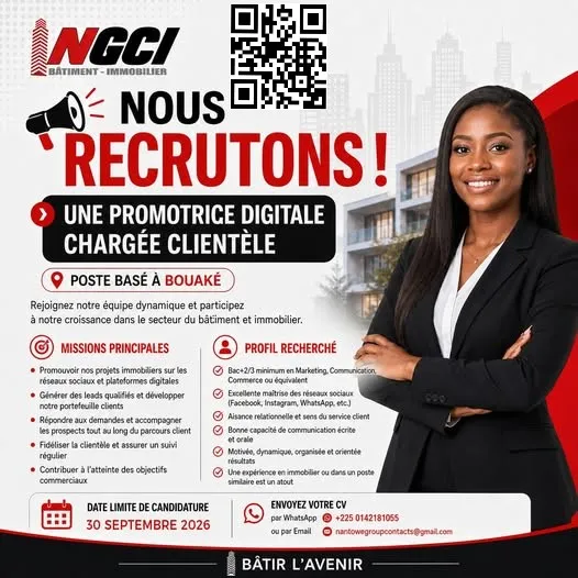 RECRUTEMENT PROMOTRICE DIGITALE CHARGEE CLIENTELE