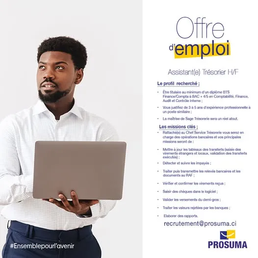 RECRUTEMENT ASSITANT TRESORIER (H/F)