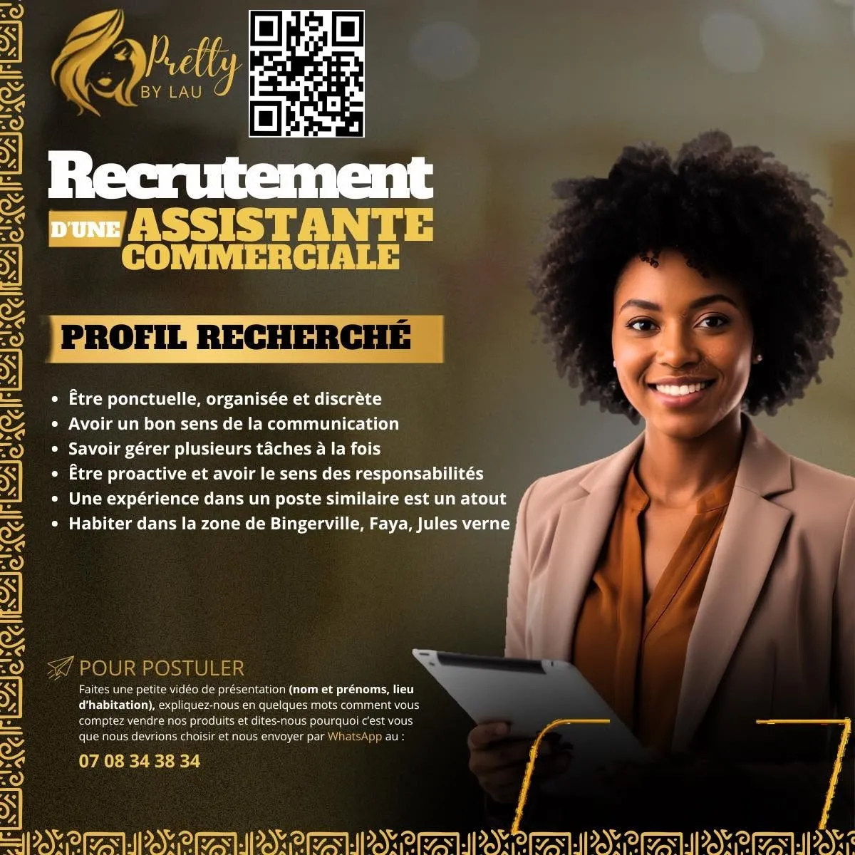 RECRUTEMENT D'UNE ASSISTANTE COMMERCIALE
