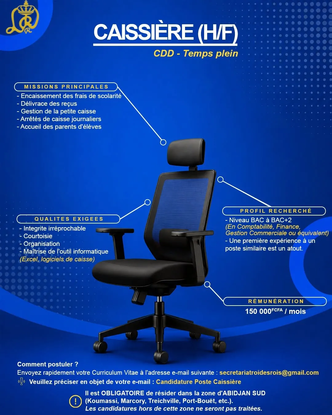 LYCEE RECRUTE CAISSIERE (H/F)