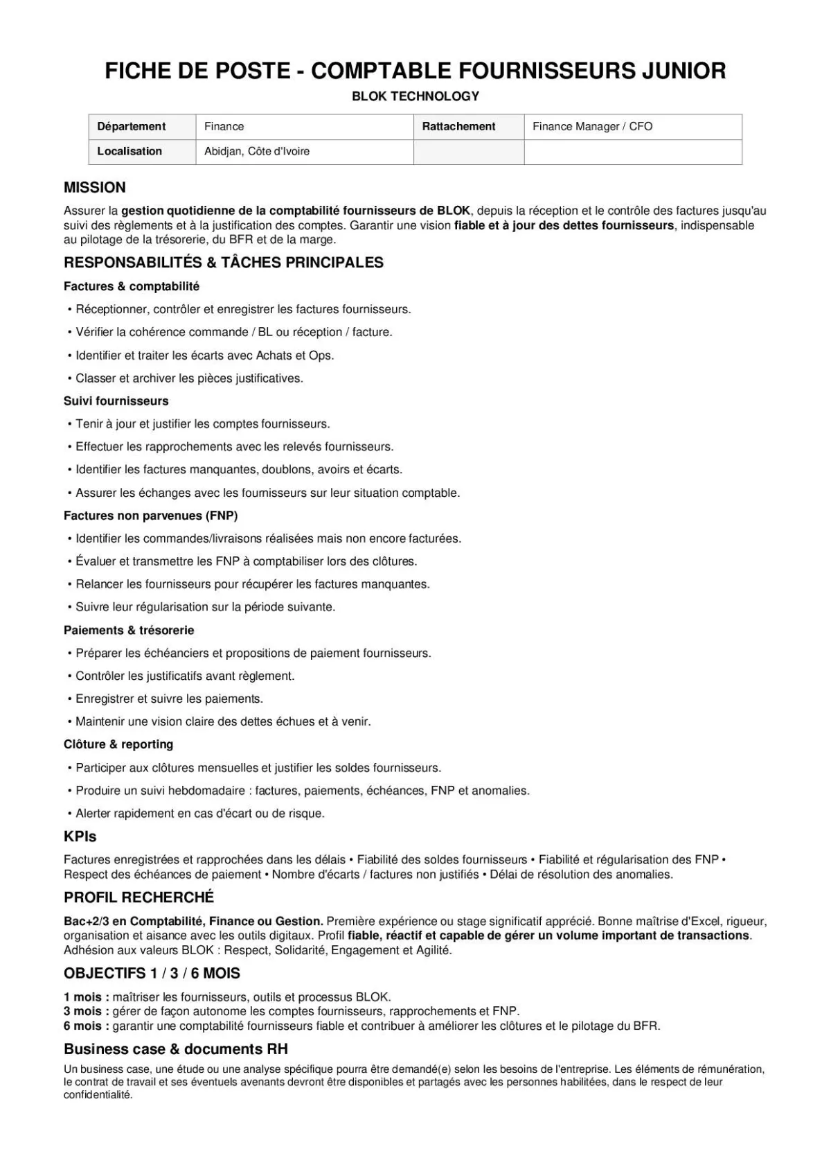 COMPTABLE DOURNISSEUR JUNIOR (H/F)