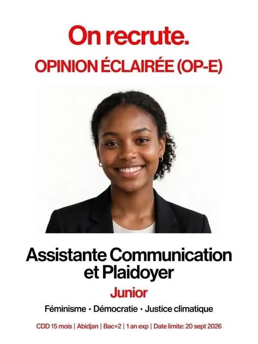 RECRUTEMENT ASSISTANTE COMMUNICATION ET PLAIDOYER JUNIOR