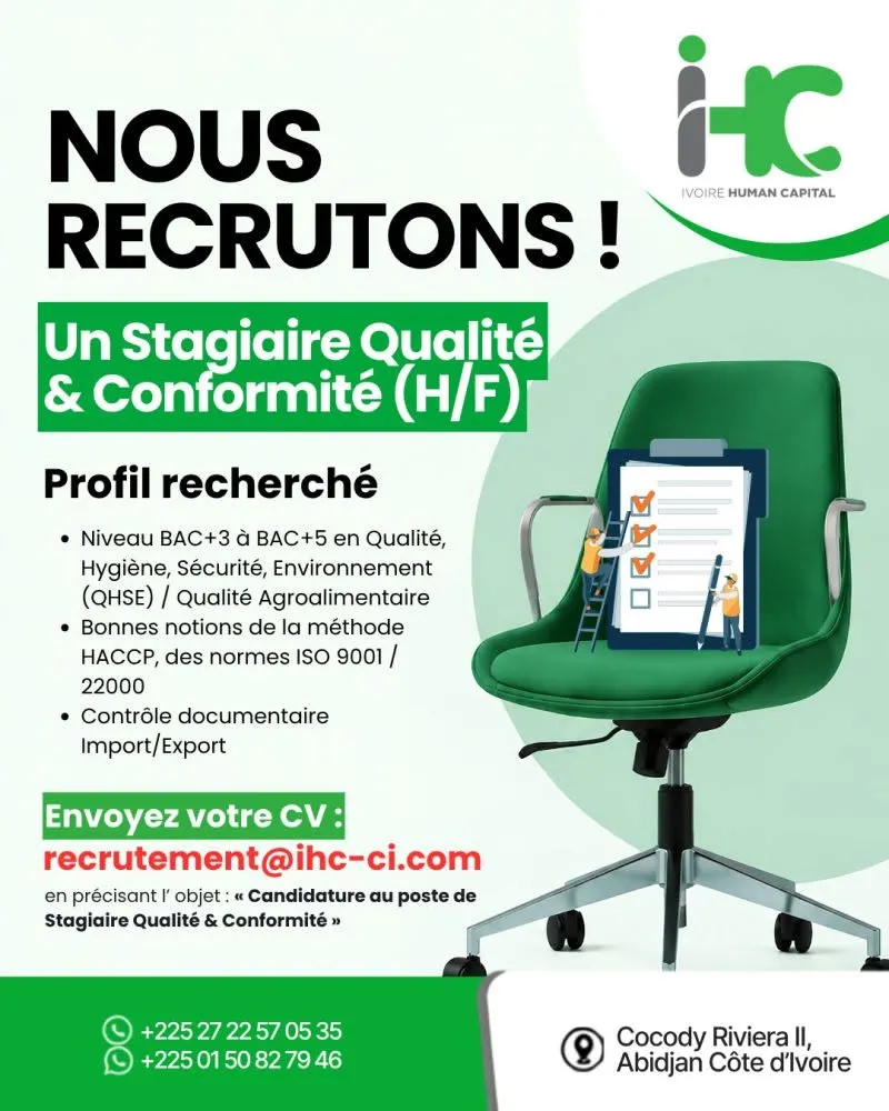 STAGIAIRE QUALITE CONFORMITE (H/F)