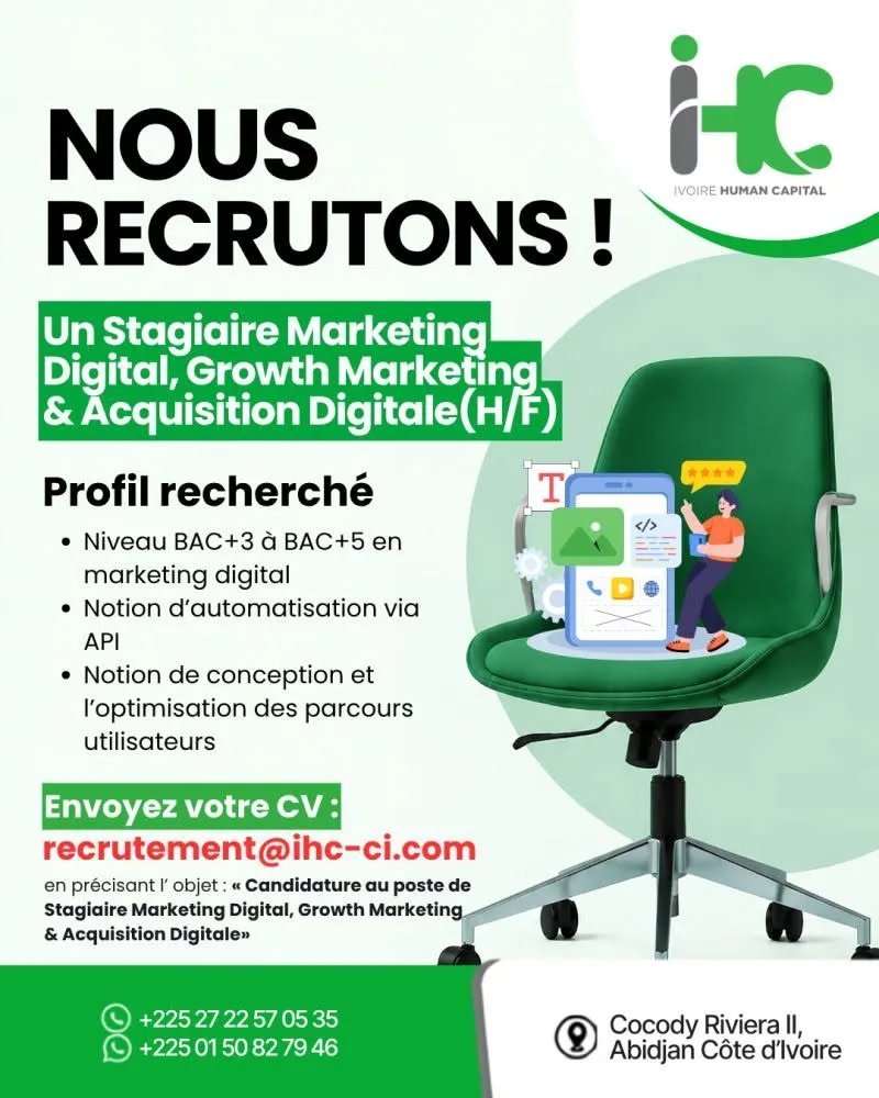 STAGIAIRE MARKETING DIGITAL CROWTH ACQUISITION DIGITALE (H/F)