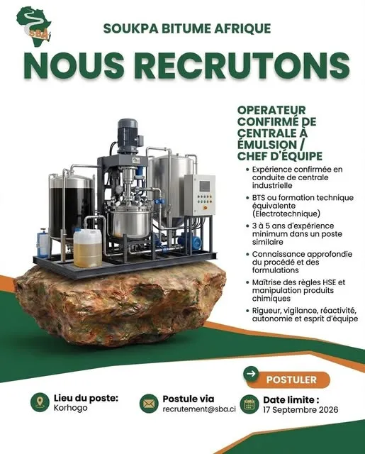 SOUKPA BITUME RECRUTE OPERATEUR CONFIRME