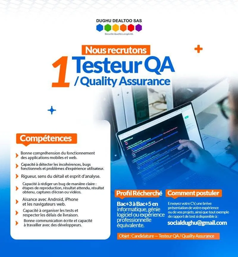 RECRUTEMENT TESTEUR QA / QUALITY ASSURANCE
