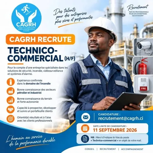 CAGRH RECRUTE TECHNICO-COMMERCIAL (H/F)