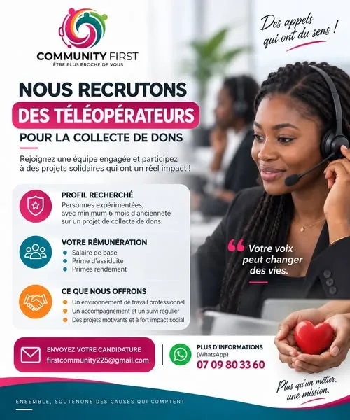 COMMUNITY FIRST RECRUTE TELEOPERATEUR