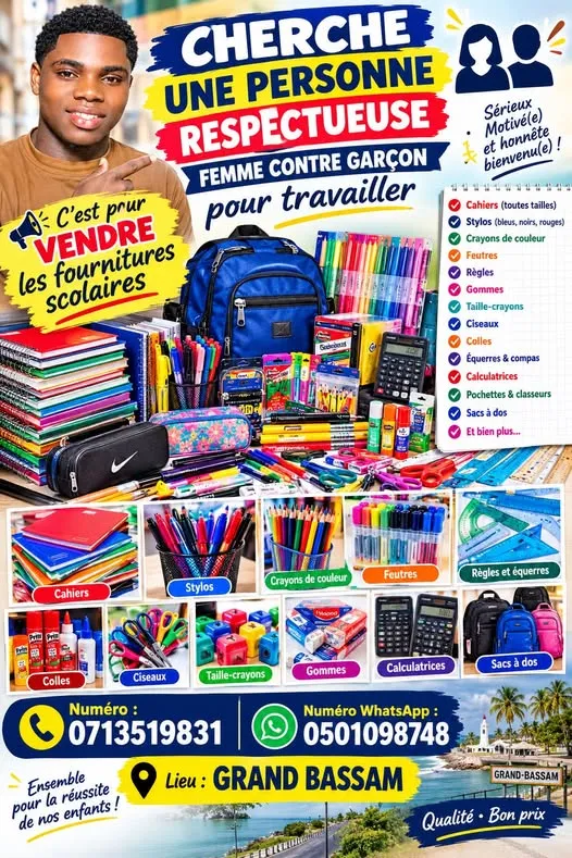 RECRUTEMENT VENDEUR (SE) DE FOURNITURE