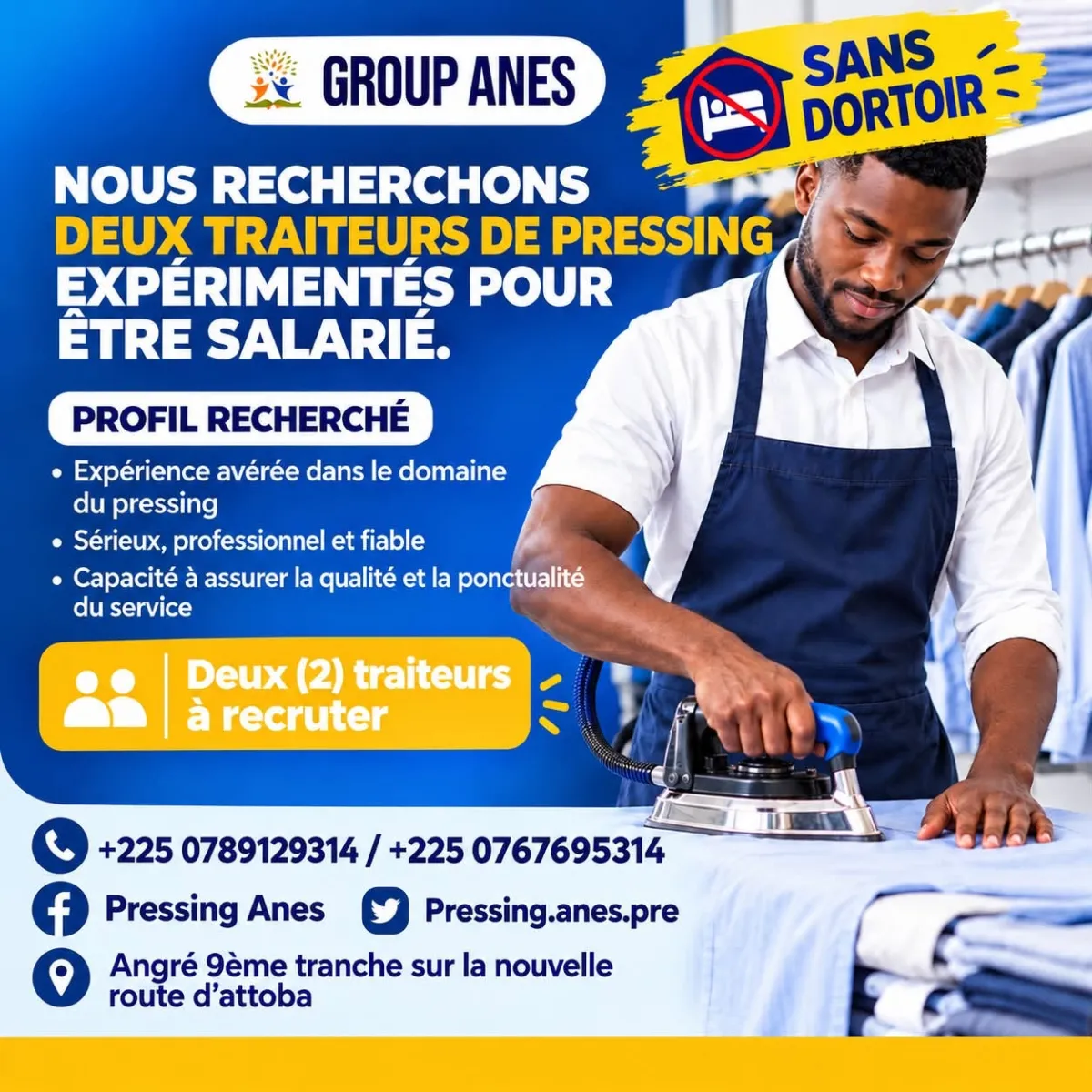 RECRUTEMENT 02 TRAITEUR DE PRESSING