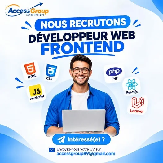 NOUS RECRUTONS — DÉVELOPPEUR WEB FRONTEND