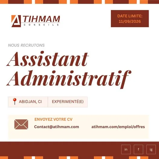 RECRUTEMENT ASSISTANT ADMINISTRATIF (H/F)