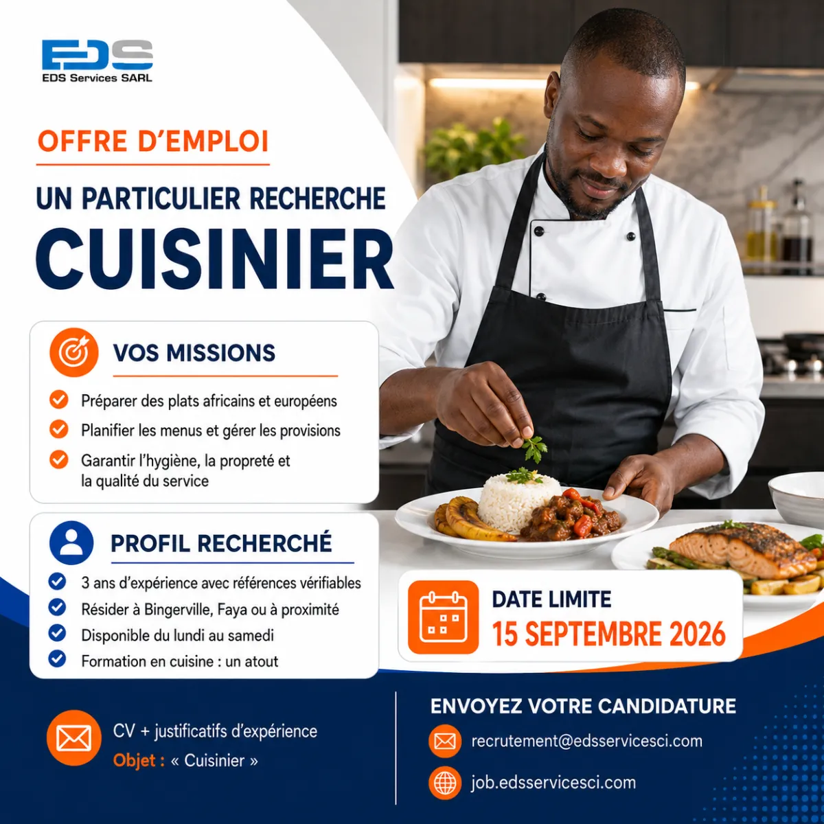 EDS RECRUTE UN CUISINIER