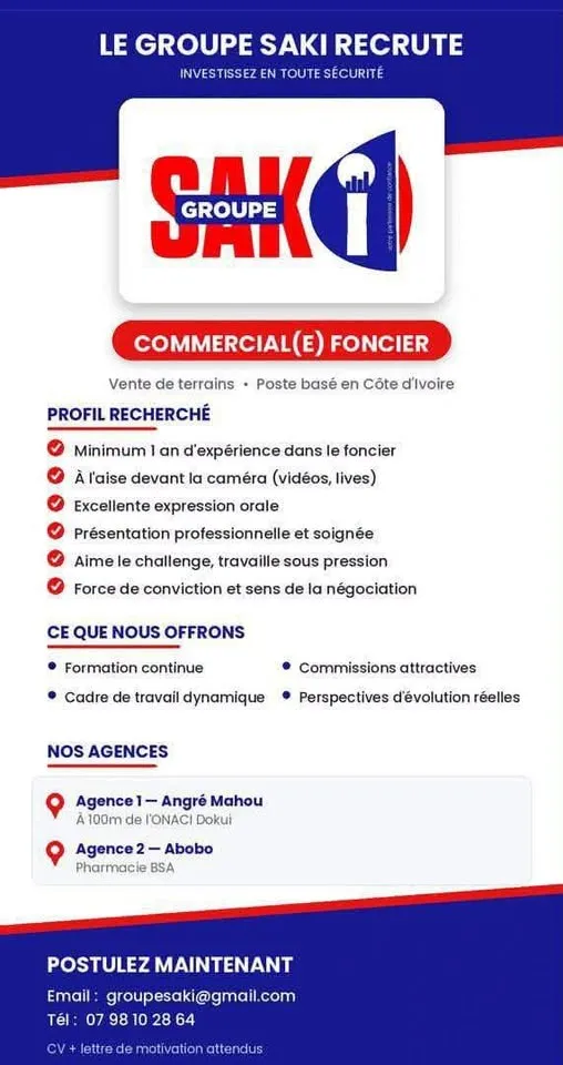 OFFRE D’EMPLOI – COMMERCIAL(E) FONCIER (H/F)