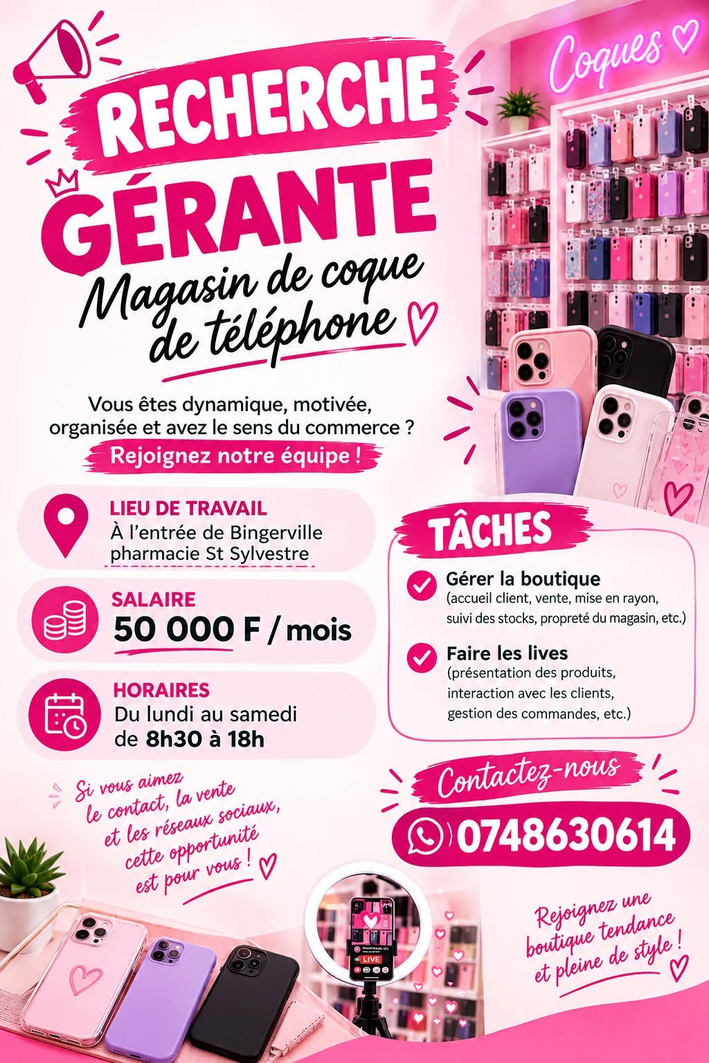 GERANTE DE MAGSIN DE COQ DE TELEPHONE