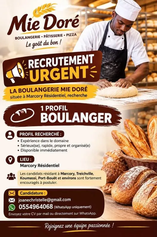 MIA DORE RECRUTE BOULANGER