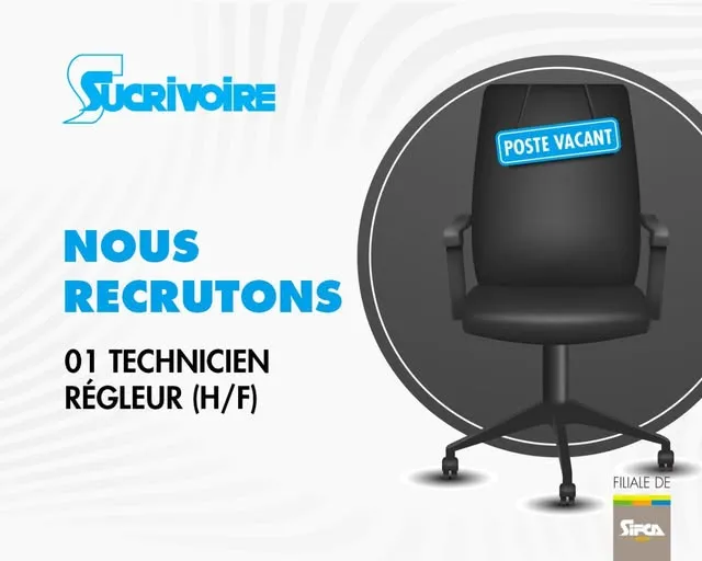 SUCRIVOIRE RECRUTE 01 TECHNICIEN REGLEUR