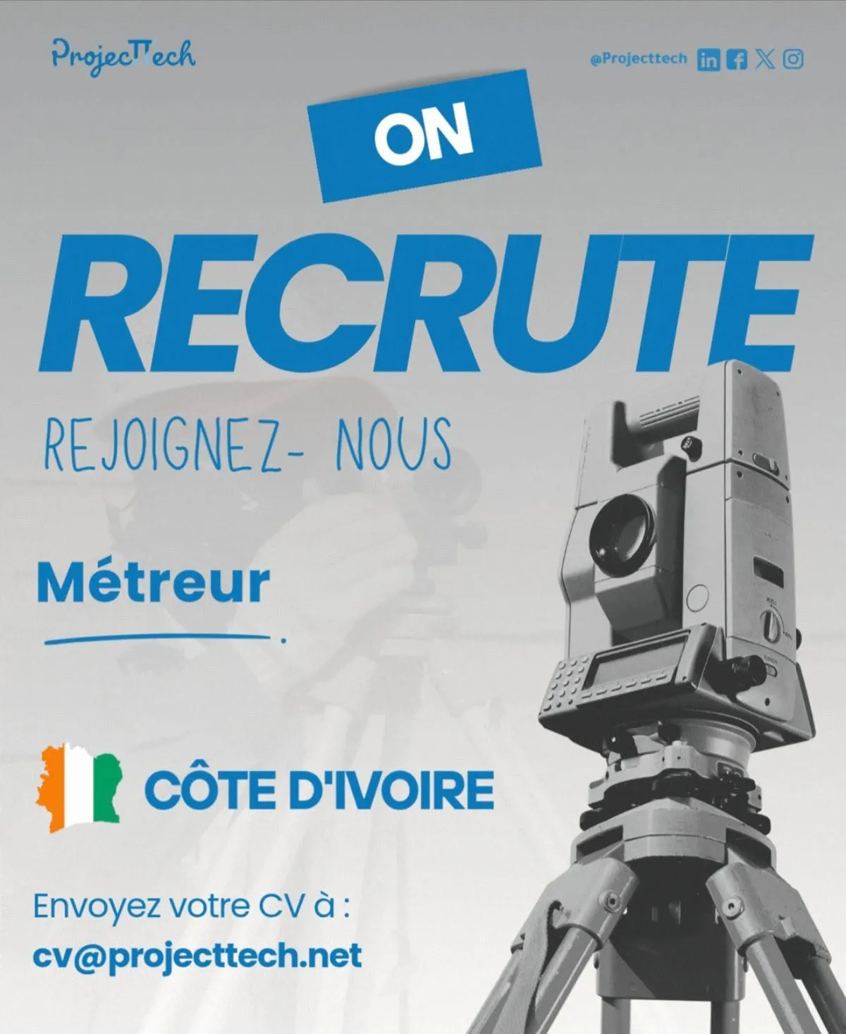 PROJECTTECH RECRUTE METREUR (H/F)