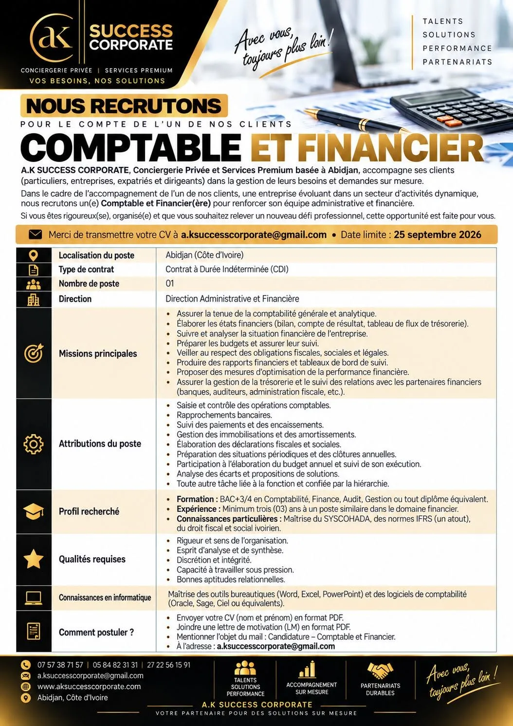RECRUTEMENT COMPTABLE FINANCIER (H/F)