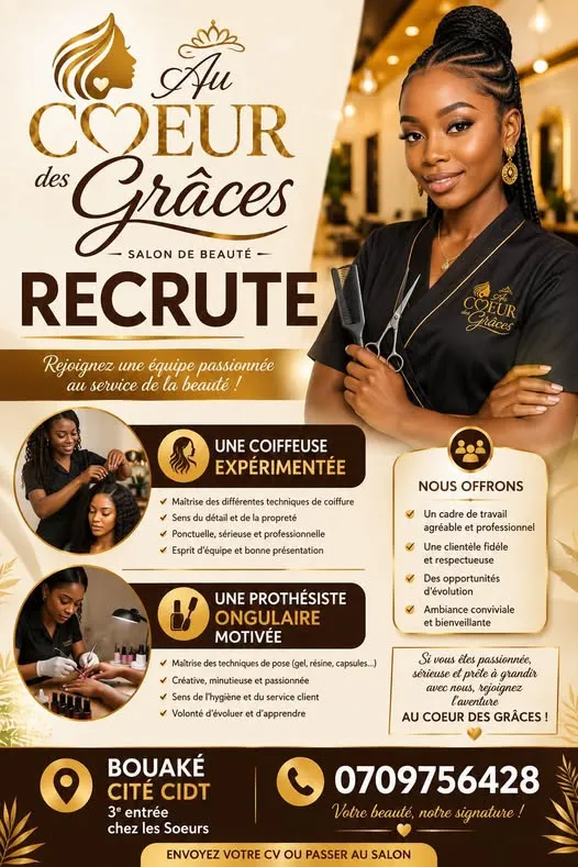 RECRUTEMENT COIFFEUSE / PROTHESISTE ONGULAIRE